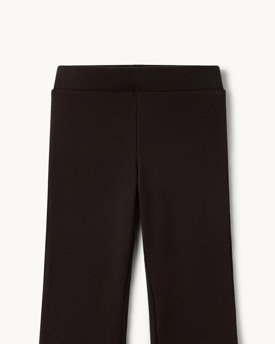image 1 of F&F Girls Cotton Rich Ribbed Leggings in Brown