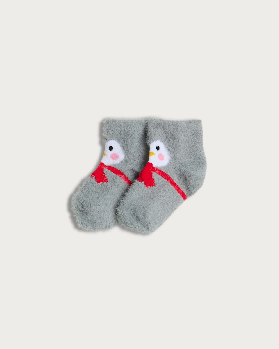 F&F Baby Fluffy Penguin Cosy Socks in Multi