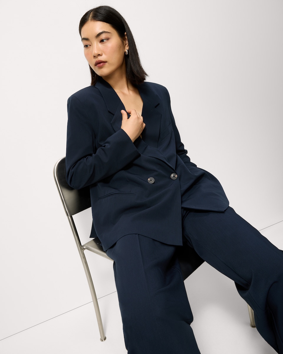image 1 of F&F Pleated Wide Leg Co-ord Trousers in Navy