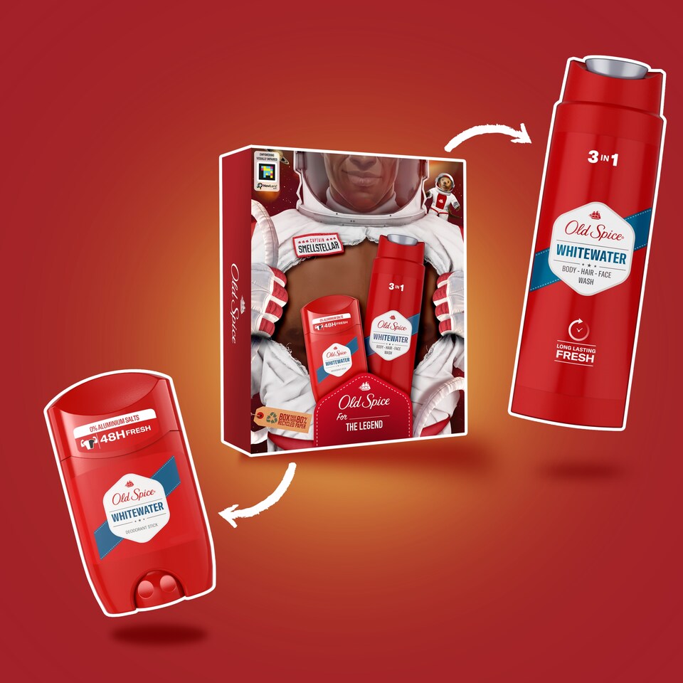 Old Spice Astronaut Ajándékcsomag Férfiaknak Whitewater Stift Dezodorral és Tusfürdővel  1. kép