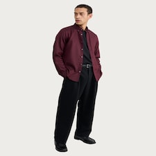 F&F Pure Cotton Textured Long Sleeved Shirt in Burgundy