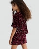 image 3 of F&F Girls Sequin T-Shirt and Shorts Set in Burgundy