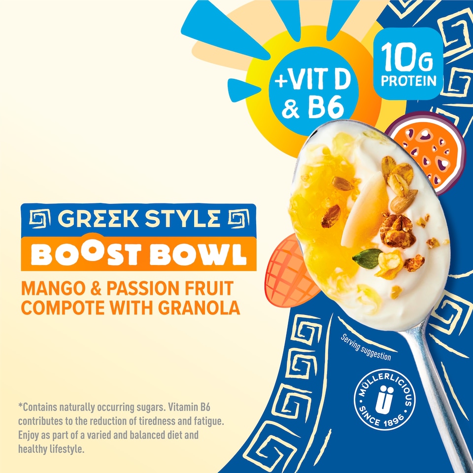 image 1 of Muller Light Greek Boost Bowl Mango & Passionfruit Yogurt with Granola 170g