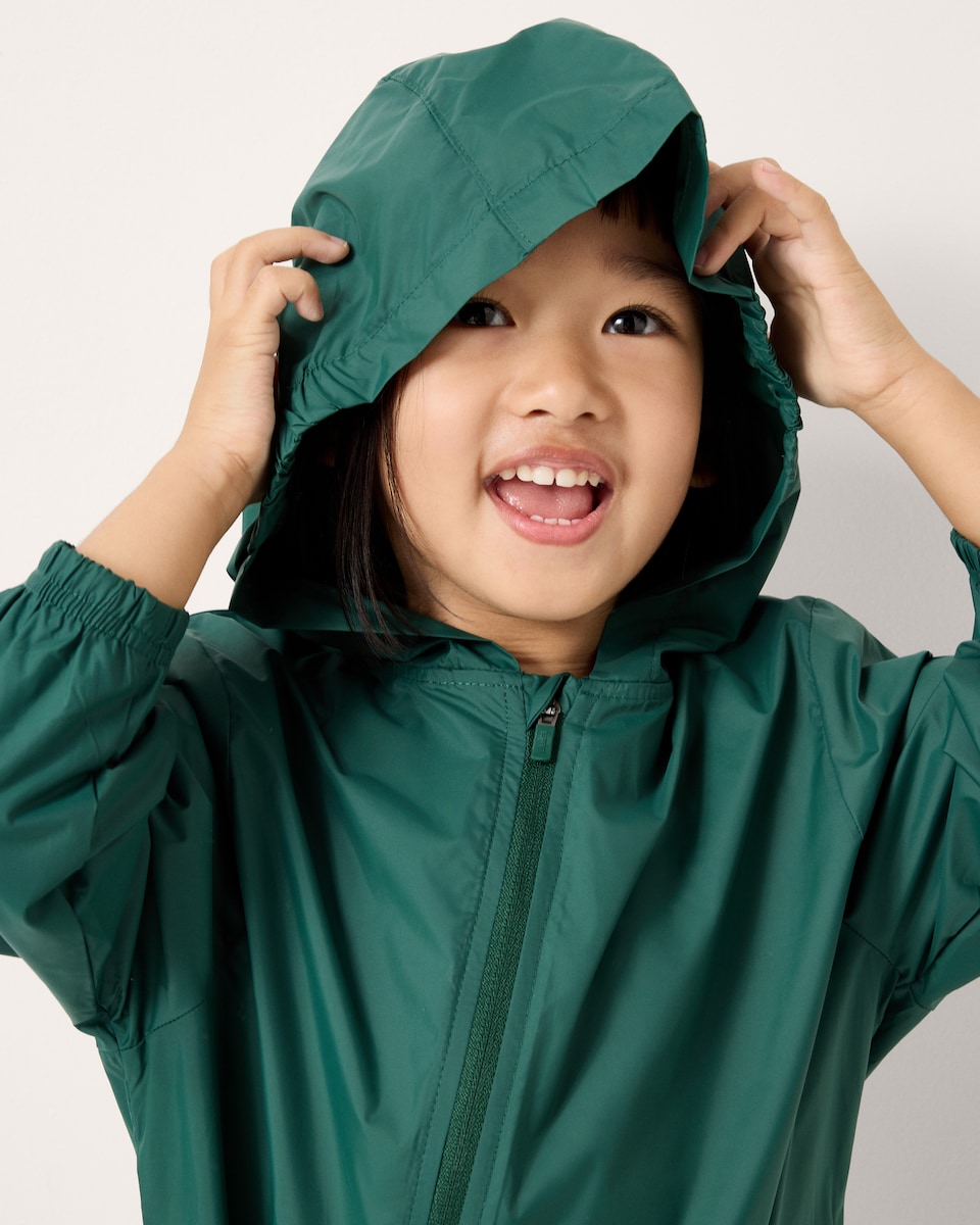 image 1 of F&F School Unisex Zip Up Puddlesuit in Green