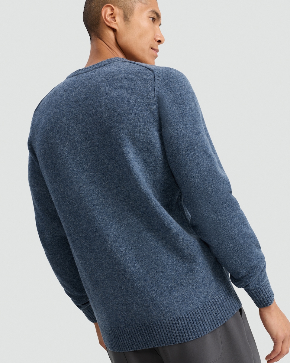 image 1 of F&F Lambswool Knitted Crew Neck Jumper in Blue