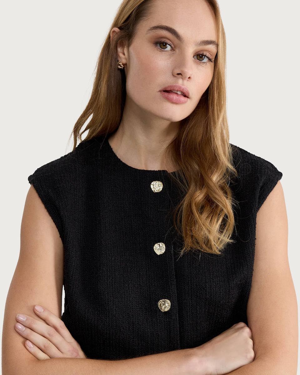 image 1 of F&F Textured Buttoned Co-ord Waistcoat in Black