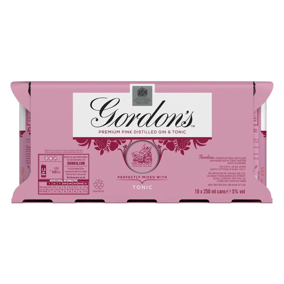 image 1 of Gordon's Pink Gin & Tonic Can 5% Vol 10x250ml