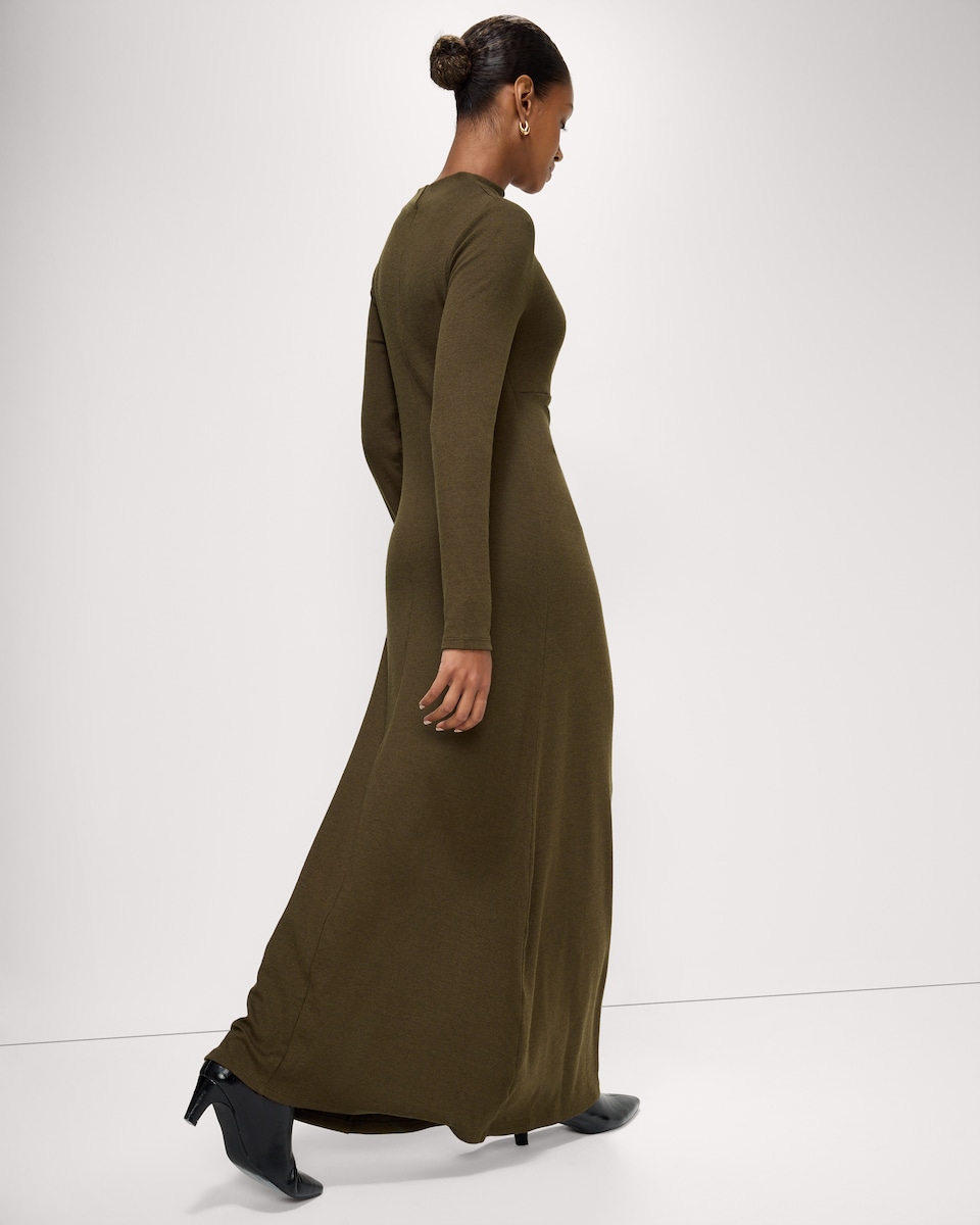 image 1 of F&F Ruched Side Maxi Dress in Olive