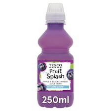 Tesco Fruit Splash No Added Sugar Apple & Blackcurrant Juice Drink 250Ml