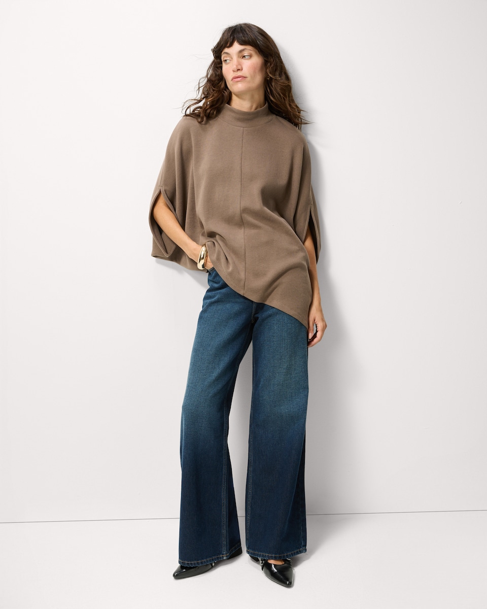 image 1 of F&F High Neck Cape Top in Mink