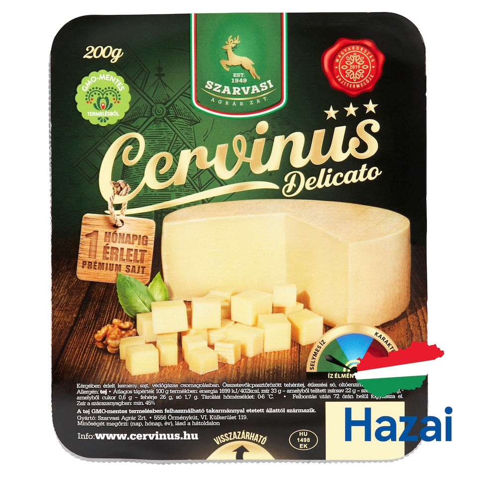 Szarvasi Cervinus Delicato kérgében érlelt kemény sajt 200 g