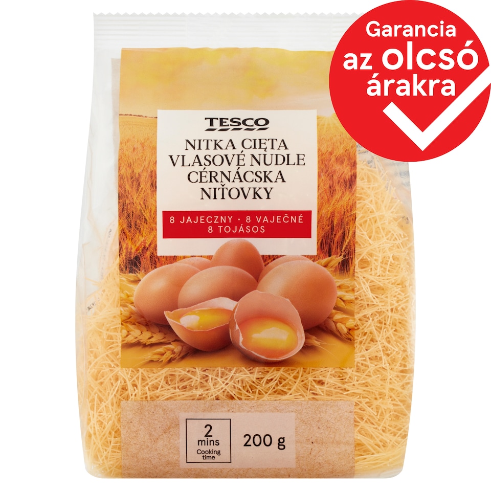 Tesco cérnácska 8 tojásos száraztészta 200 g