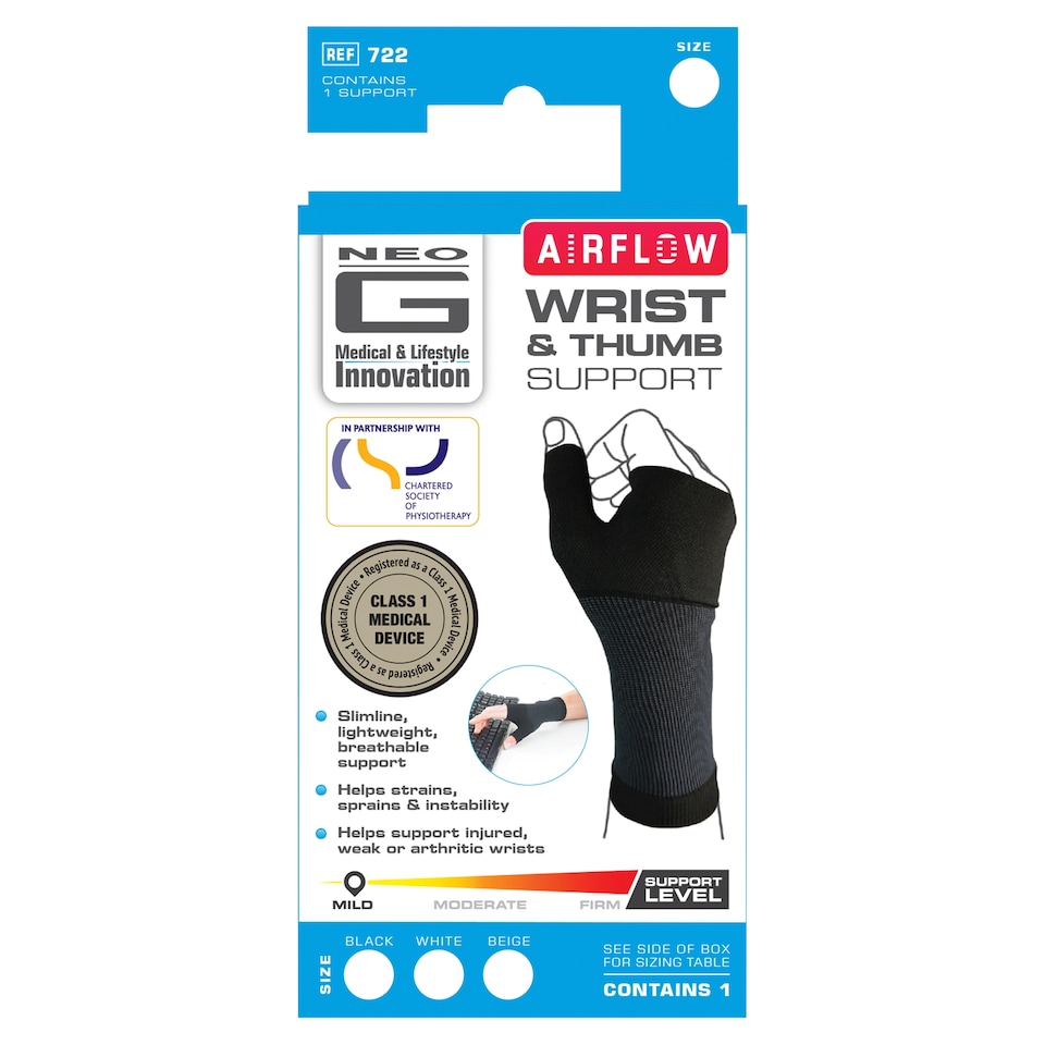 image 1 of Neo G Airflow Wrist & Thumb Support - Medium Pack (1 pc)