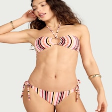 F&F Striped Tie Side Bikini Bottoms in Multi Pink
