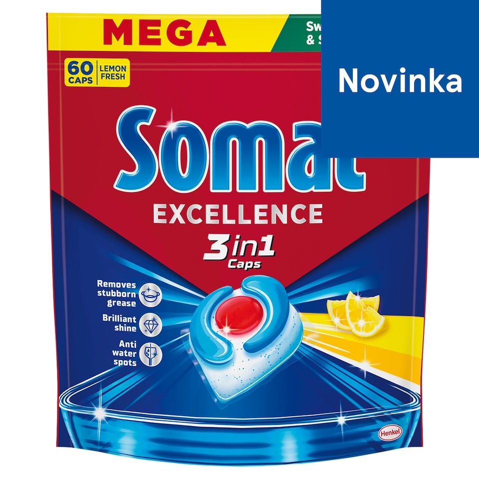 Somat Excellence 3in1 Lemon Fresh kapsuly do umývačky riadu 60 ks 1086 g