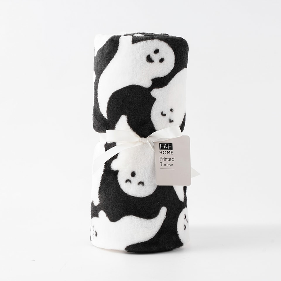 F&F Home Ghost Printed Fleece Throw 125x150cm