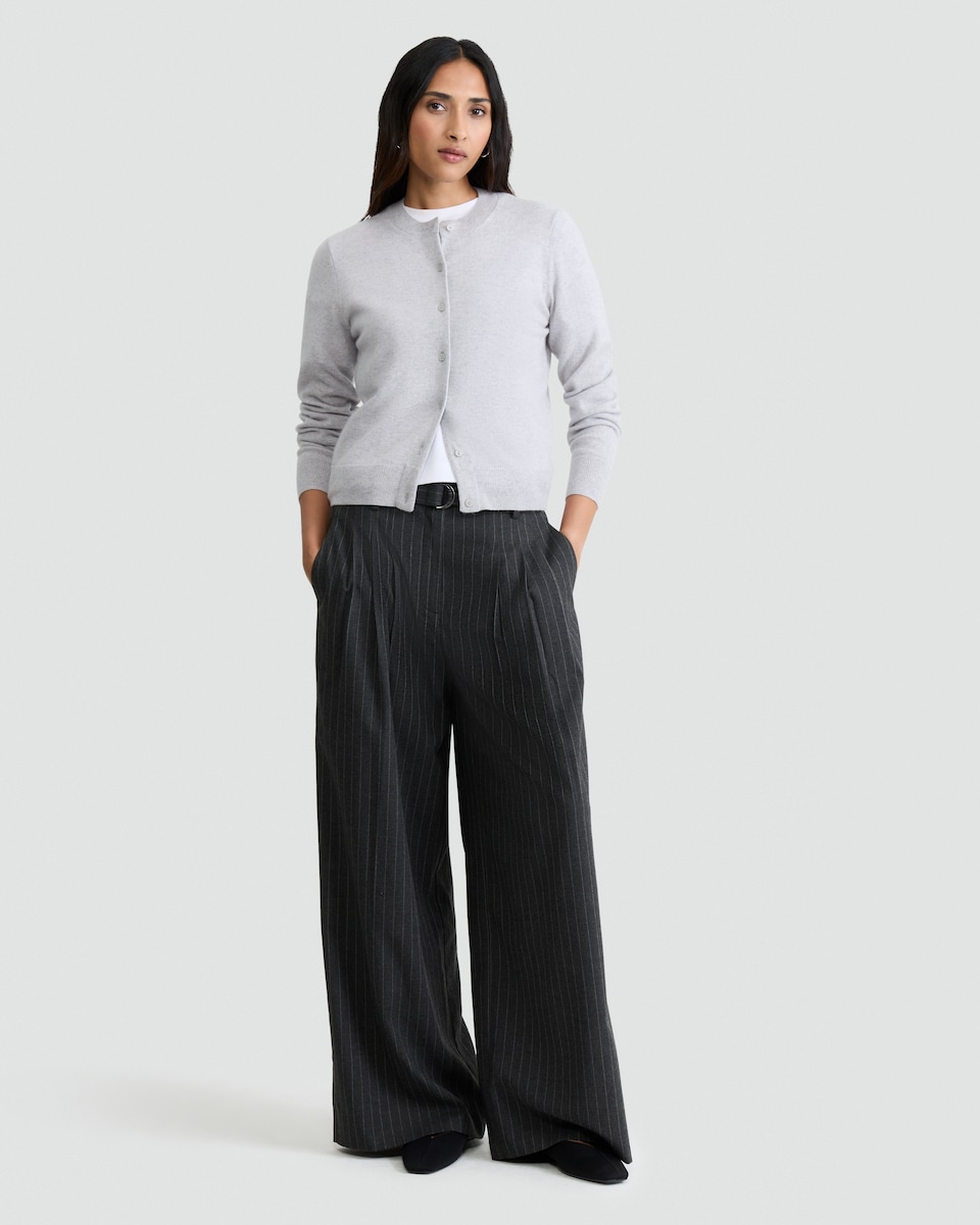 image 1 of F&F Premium Pure Cashmere Button Up Cardigan in Grey