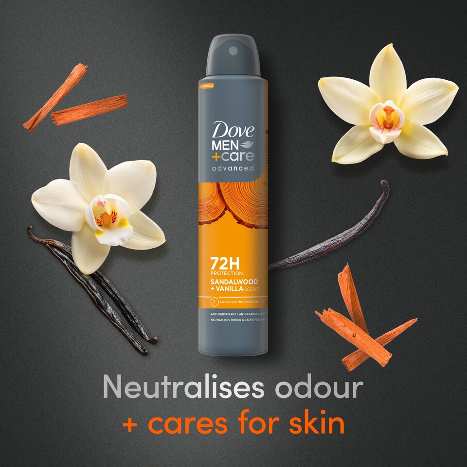 image 1 of Dove Men+ Care Advanced 72H Sandalwood & Vanilla Scent Anti-perspirant 200ml