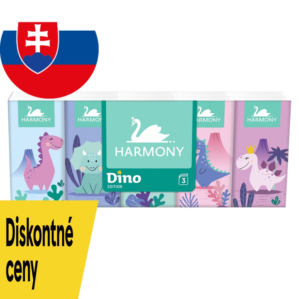 obrázok 1 z Harmony Dino papierové vreckovky 3 vrstvy 10 x 10 ks