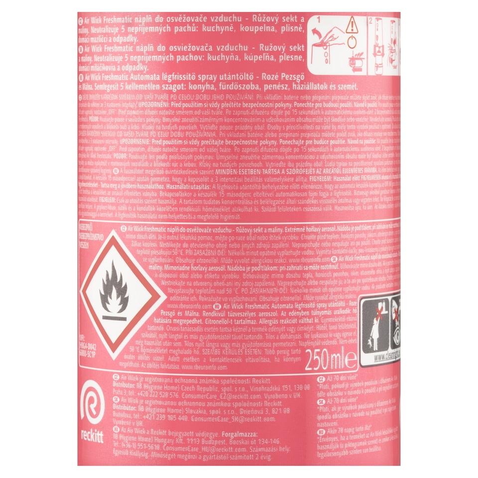 Air Wick Freshmatic Náplň do osviežovača vzduchu ružový sekt a maliny 250 ml