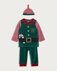 image 2 of F&F Baby 3-Piece Velour Santa's Favourite Elf Outfit in Green