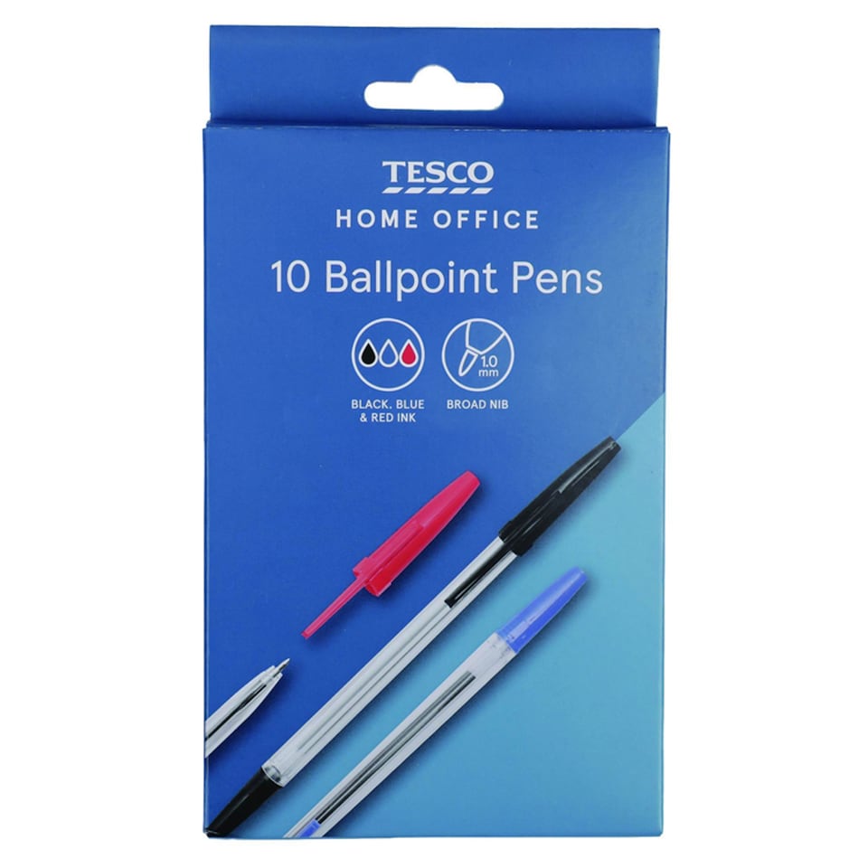 Tesco Ballpoint Pen Assorted 10 Pack