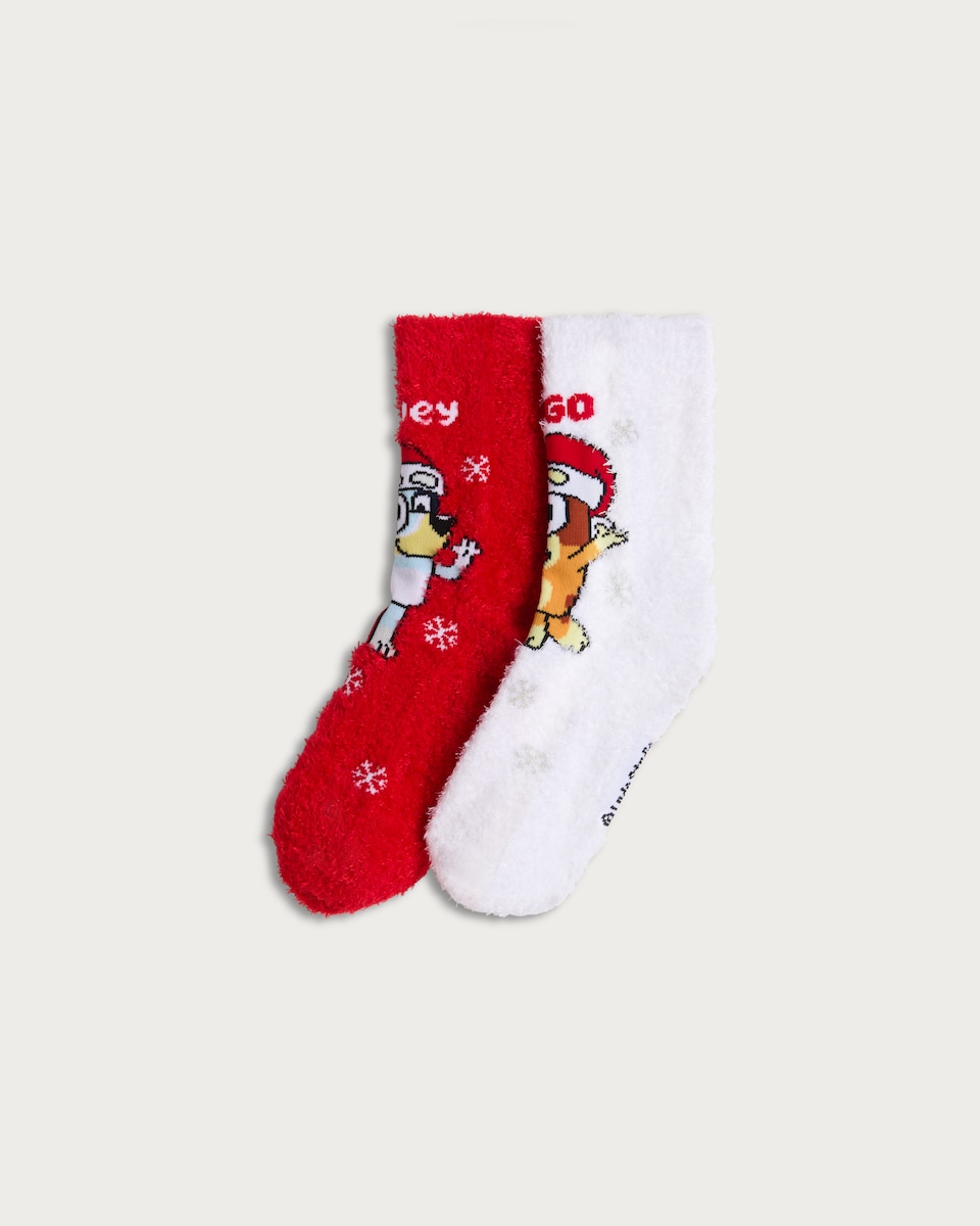 Bluey 2-Pack Christmas Cosy Socks  in Red