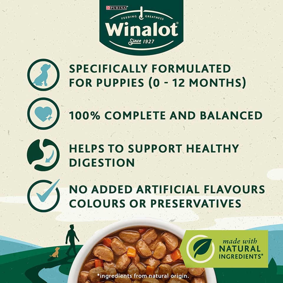 image 1 of Winalot Puppy Wet Dog Food Pouches In Gravy 12X100g