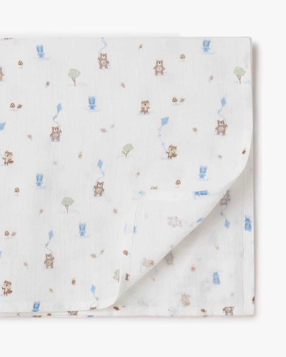 image 1 of F&F Baby 3-Pack Pure Cotton Printed Muslin Cloths in Blue