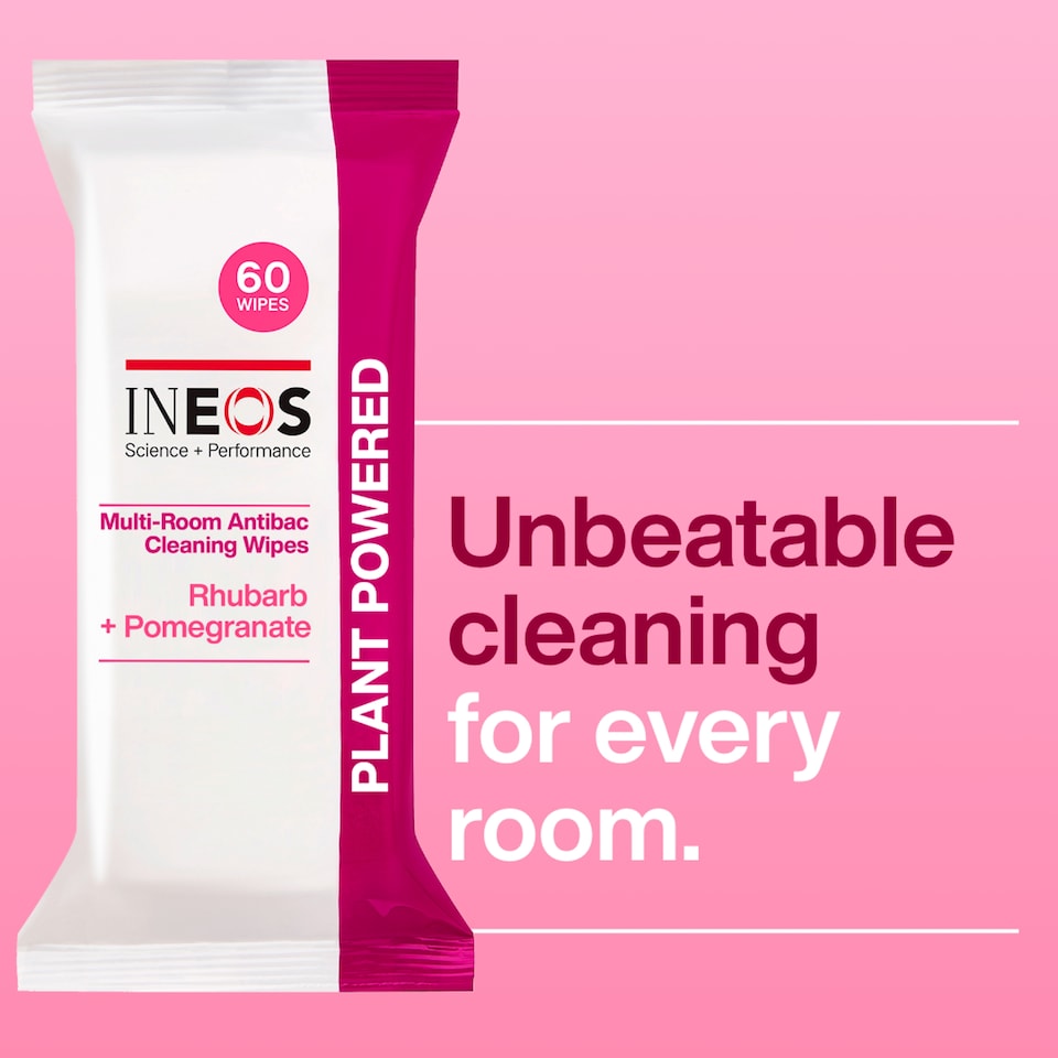 image 1 of INEOS Antibac Multi-Room Wipes Rhubarb & Pomegranate 60 Sheets