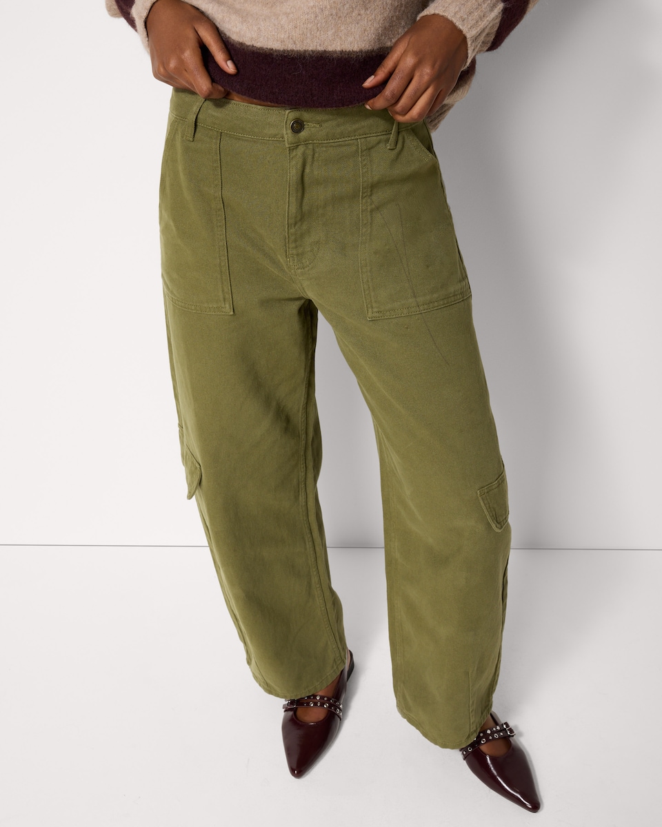 image 1 of F&F Pure Cotton Relaxed Fit Cargo Trousers in Green