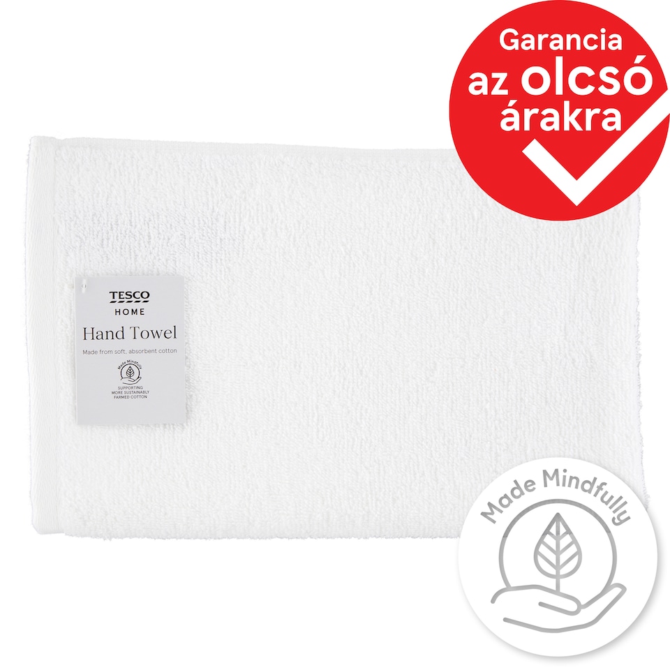 Tesco Home Basics White Hand Towel 50 cm x 90 cm