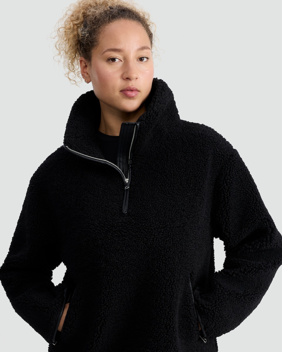 image 1 of F&F Active Fleece Half Zip Jacket in Black