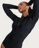 image 1 of F&F Active ULTRASWIM Zip Front Long Sleeved Swimsuit in Black