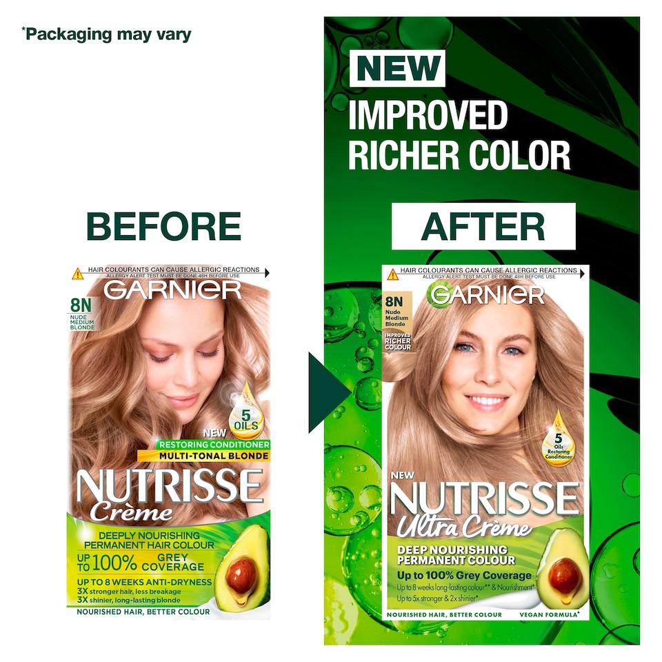image 1 of Garnier Nutrisse Creme 8N Nude Medium Blonde