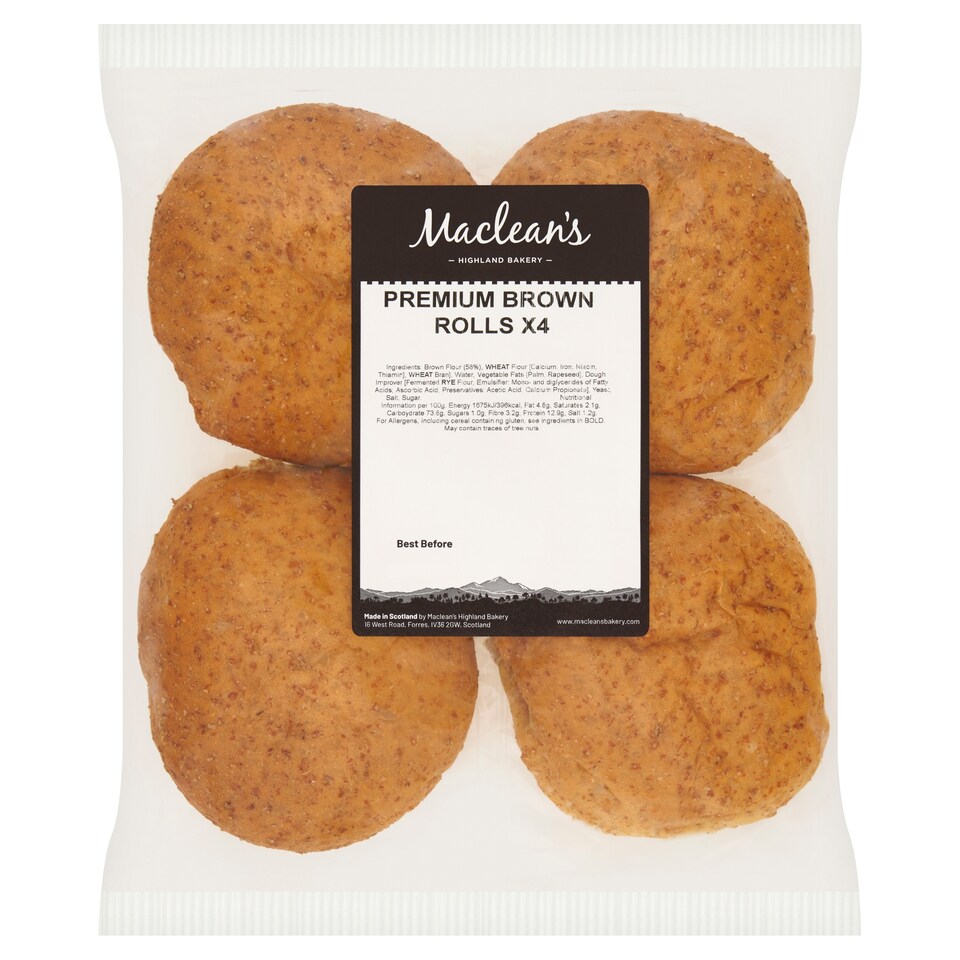 Maclean's Highland Bakery Premium Soft Brown Rolls 4 Pack