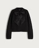 image 5 of The F&F Edit Textured Bow Detail Cardigan with Wool in Black