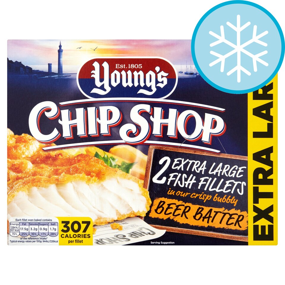 Youngs 2 Extra Lgebeer Battered Fish Fillets 320G