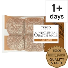 Tesco Wholemeal Batch Rolls 6 Pack