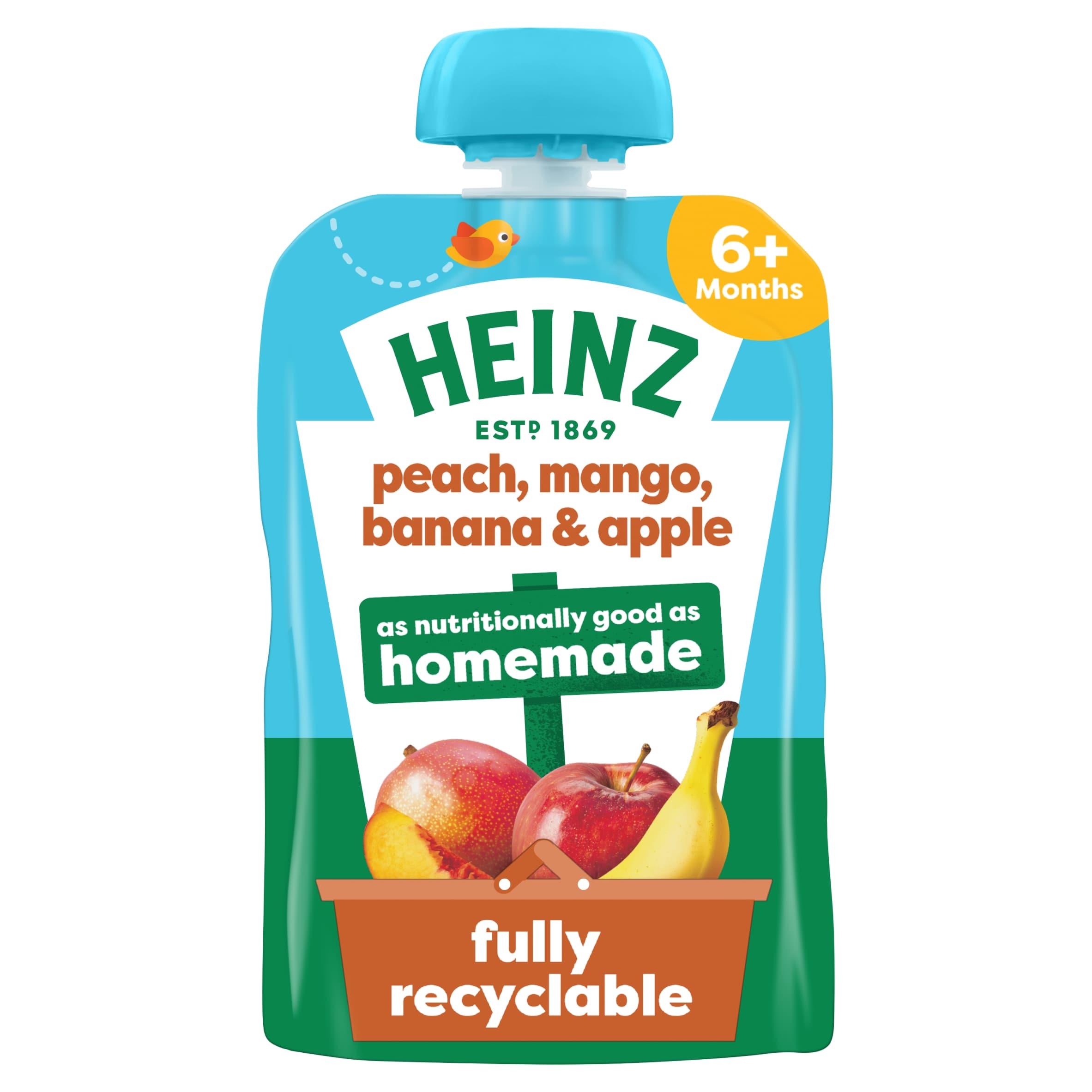 Heinz Peach, Mango, Banana & Apple Baby Food Fruit Puree Pouch 100g