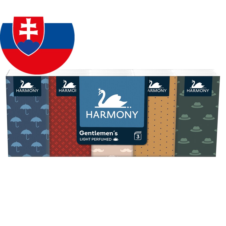 Harmony Gentlemen's Light Perfumed papierové vreckovky 3 vrstvy 10 x 10 ks