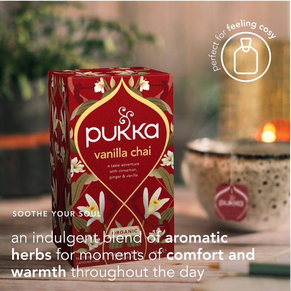 image 1 of Pukka Organic Vanilla Chai Tea 20 Herbal Tea Bags 40g