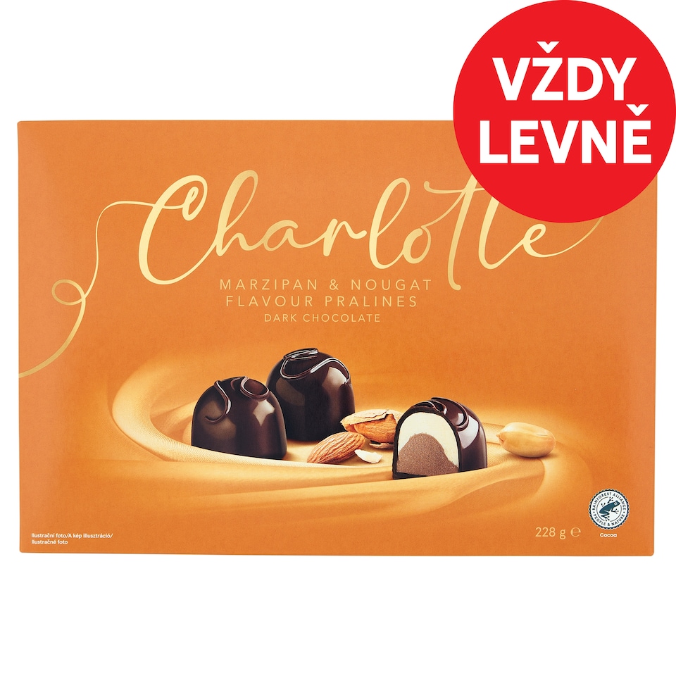 Charlotte Čokoládové bonbóny formované s náplní s nugátovou a marcipánovou příchutí 228g