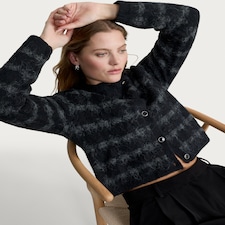 F&F Textured Check Print Button Up Cardigan in Multi Black