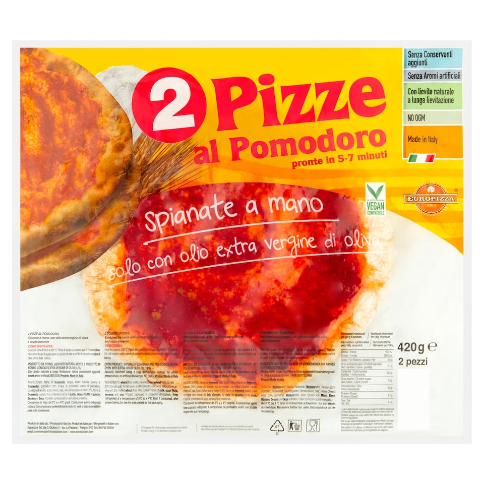 Europizza Tomato Pizza Base 2 X 210G