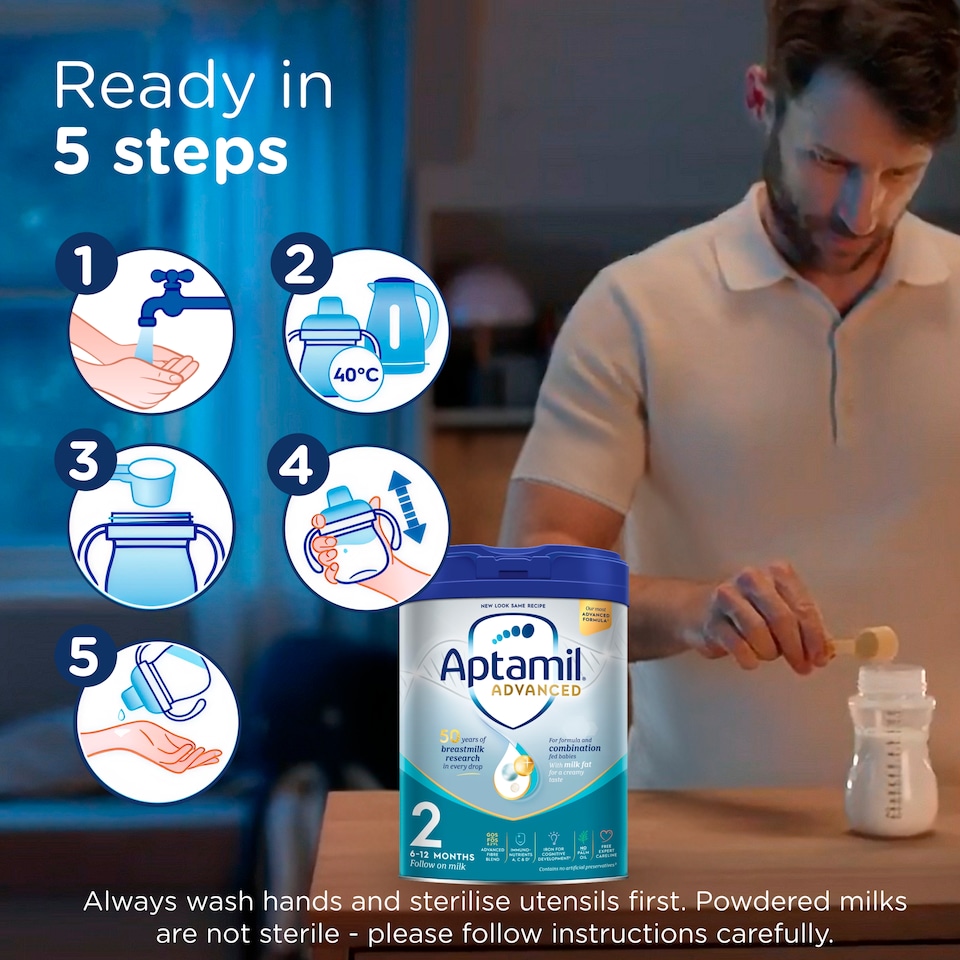 image 1 of Aptamil Advanced 2 Follow On Baby Milk Formula Powder 6+ Mth 800g