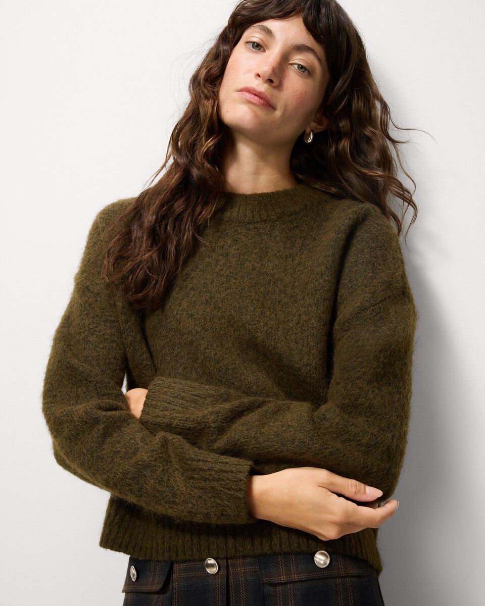 image 1 of F&F Cropped Knitted Jumper in Olive