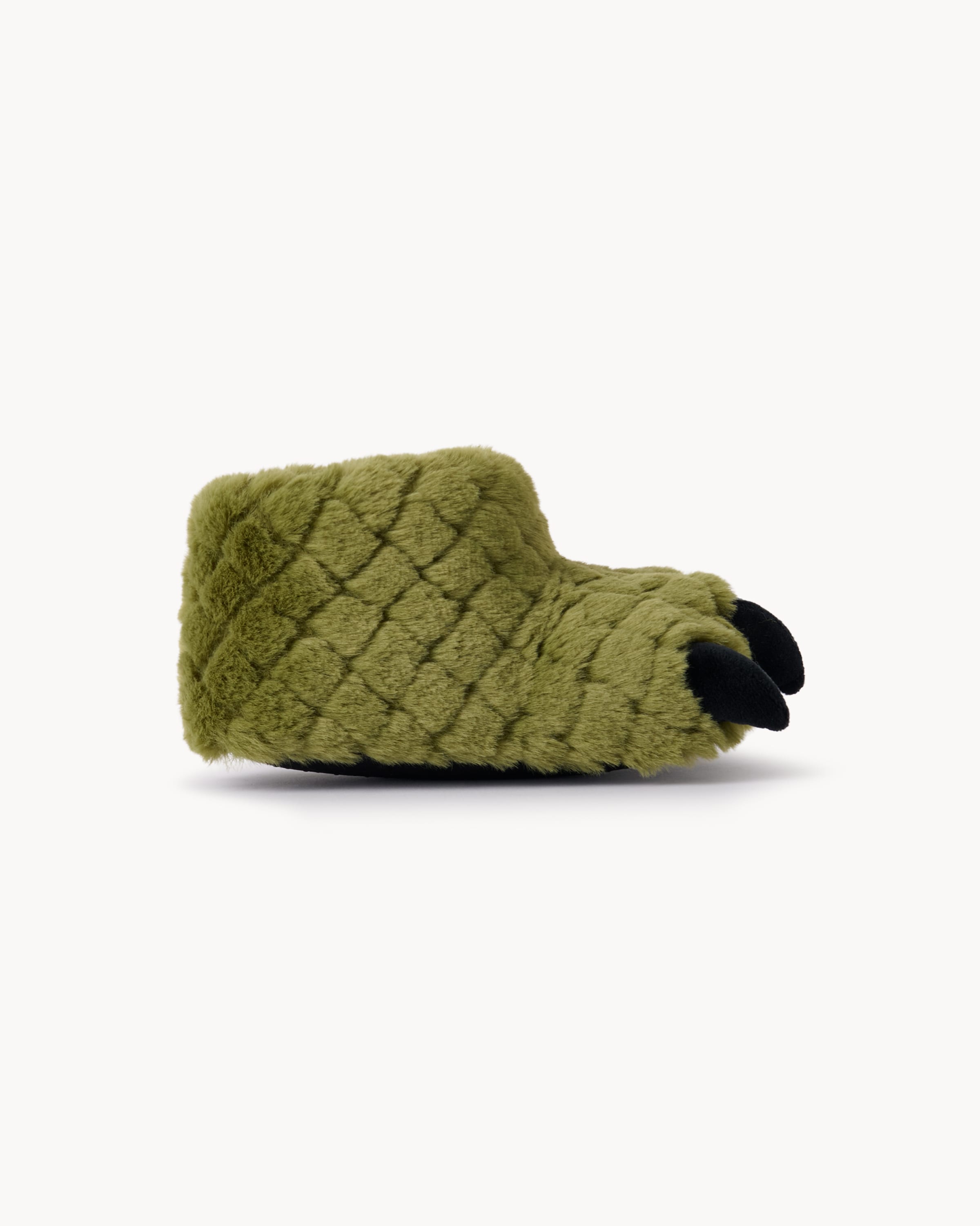 F&F Boys Faux Fur Monster Claw Slippers in Green