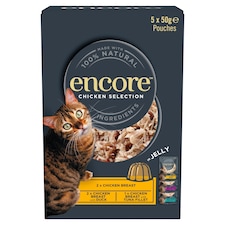 Encore Natural Wet Cat Food Chicken Selection in Jelly Pouches 5 x 50g