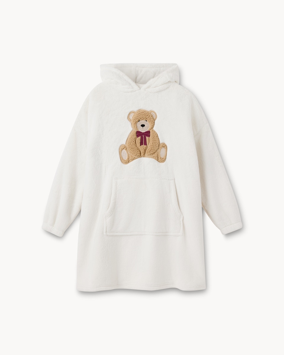 image 1 of F&F Fleece Teddy Hoodie in Cream